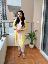 Yellow and offwhite Rayon Kurti